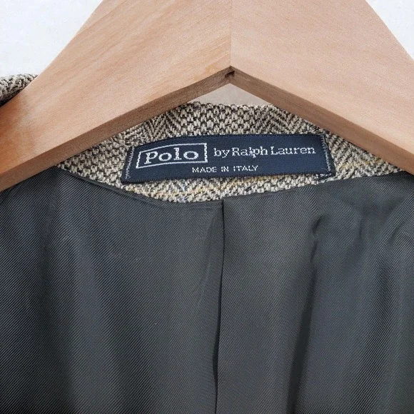 Polo Ralph Lauren Blazer Mens 48R Herringbone Silk Flax Wool Blend Italian VTG